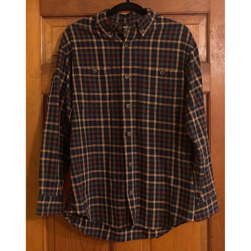 Duluth Trading Co Flannel Mens M Relaxed Fit Plaid Button Down Shirt Workwear
